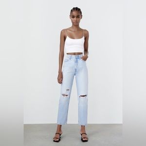 Zara Ripped Mom Fit Jeans